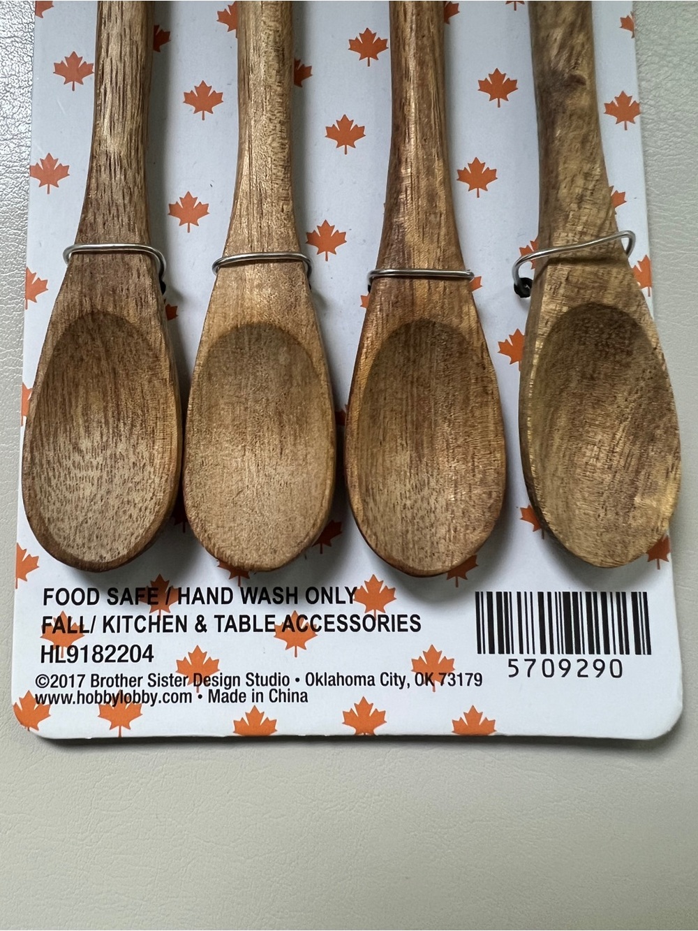 Fall Maple Leaf Wood Spoons - Orange Accent (Set of 4) Hobby Lobby - Picture 3 of 6